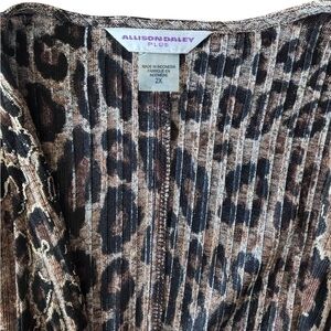 Allison Daley Plus 2X Leopard Print Open Front Cardigan Jacket